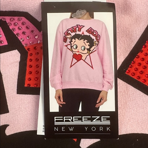 NWT Betty Boop Pink Rhinestone Sweatshirt Size M - Picture 5 of 5